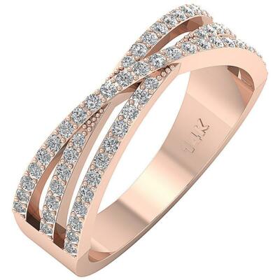 Anniversary Wedding Real Diamond Ring VS1 E 0.55 Ct Rose Gold
