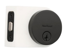 Kwikset Uptown Round Single Cylinder Smartkey Matte Black Deadbolt Door Lock p
