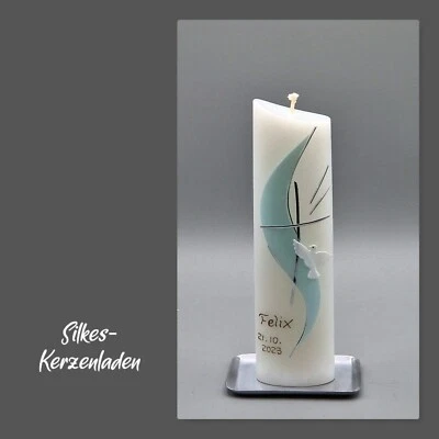 SILKES-KERZENLADEN besondere Taufkerze - inkl. Beschriftung !! 21x6x3,5 cm , oval