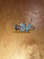 Silver Butterfly Barrette With Red/Silver 1-Inch