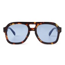 SDINM Trendy Blue Aviator Sunglasses for Women Men Designer Hexagon Square Th...