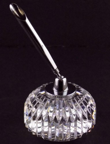Waterford Crystal Giftware Clear Glass Pen Holder and Metal Stand