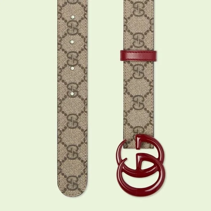 Ceinture Gucci Marmont logo GG rouge marron toile monogramme 70 cm 28 pouces NEUVE