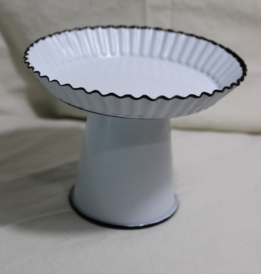 Small White 5 1/2'' Tin Ruffled Mini Pedestal Stand, Hobby Lobby, Cupcake, Cookie