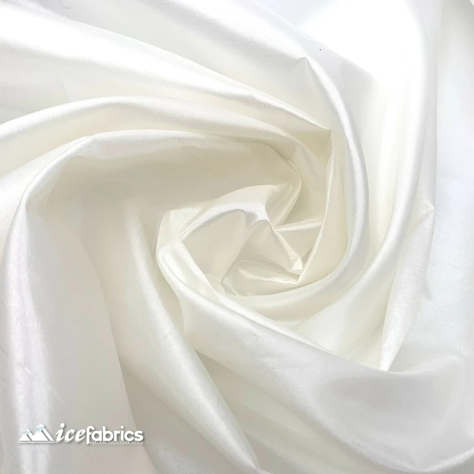 Ivory Taffeta Fabric By The Yard- Solid Poly Taffeta Fabric- Decoration - Image 3 of 4