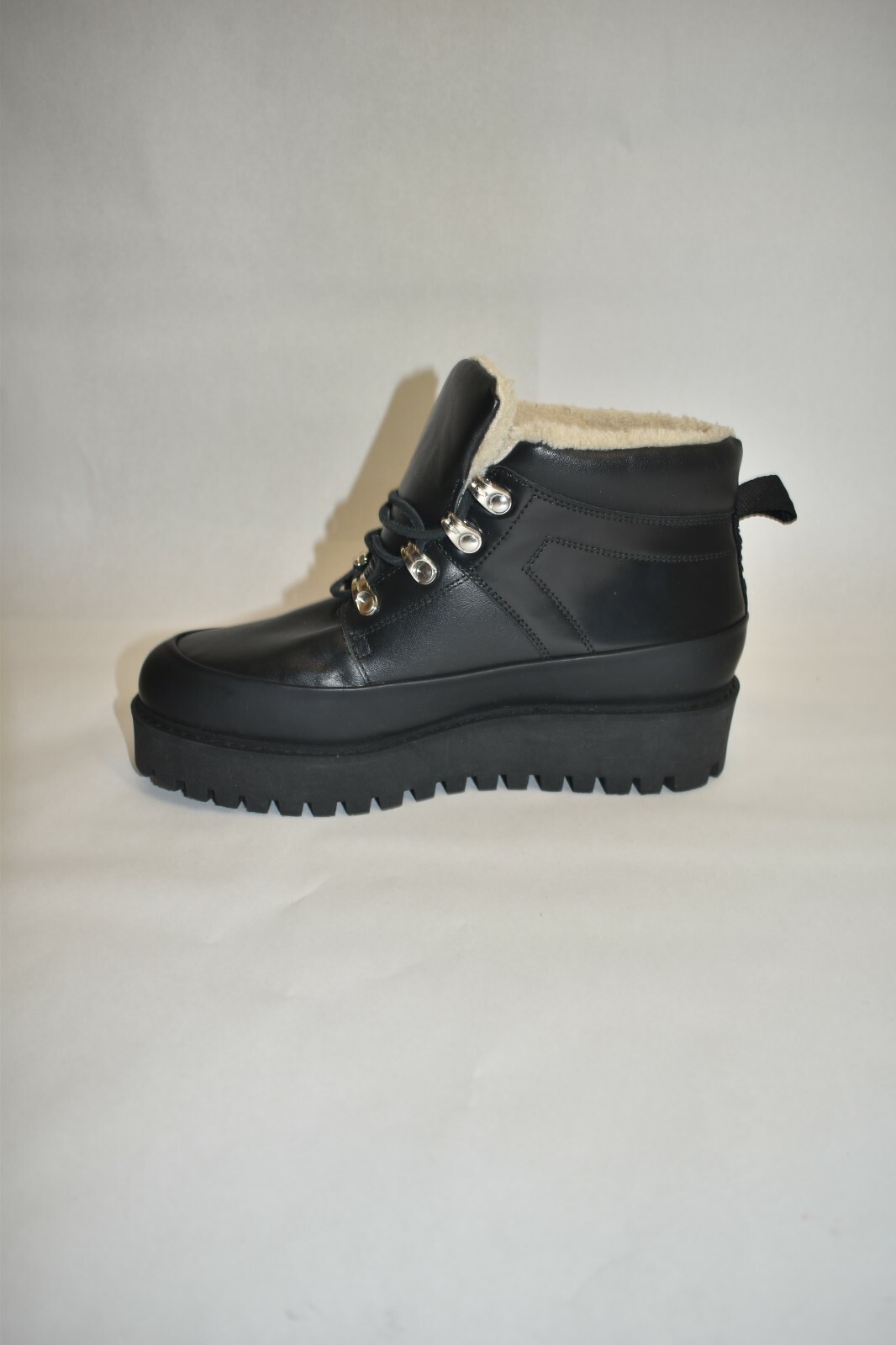 New! GANNI Leather Platform Hiking Ankle Boots Size 40 EU 10 US image 4