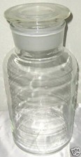 Clear glass lab reagent bottle wide mouth 500 ml 16 oz with ground stopper New