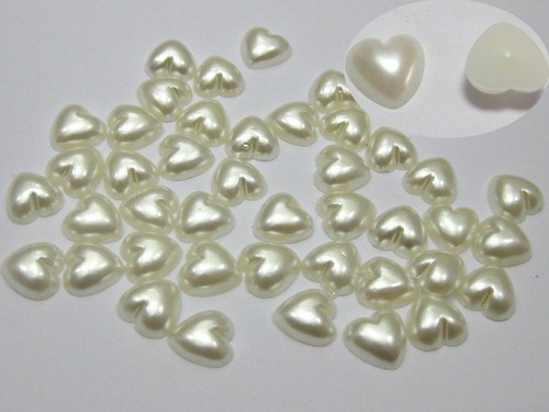Craft DIY Ivory Half Pearl Heart Bead Flat Back Cabachons Scrapbook 4mm-18mm - Picture 10 of 15
