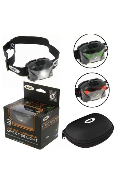 Ngt Kopflampe Led Mit Akku Weiß Rot GrüN Licht Headlight Xpr Rotlicht 140 Lumen-image