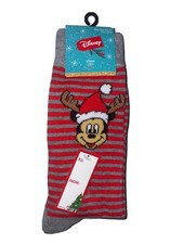 Disney Mickey Mouse Friends Christmas Holiday Crew Socks Size 2 Pair NEW