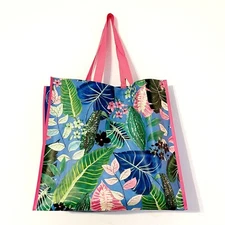 Shopping Tote Bag Tropical Palm Leaves  Green Blue Beach TJMaxx TJ Maxx New!