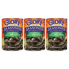 3 Cans Glory Foods Seasoned Southern Style Turkey Flavored Collard Greens 14.5oz