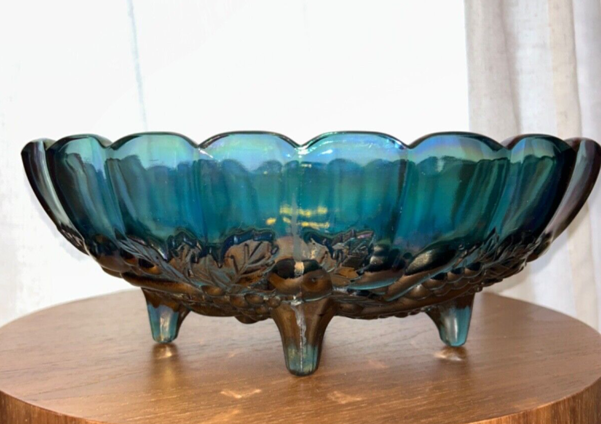 Vintage Indiana Glass Co. Harvest Grape Carnival Fruit Bowl 12.25