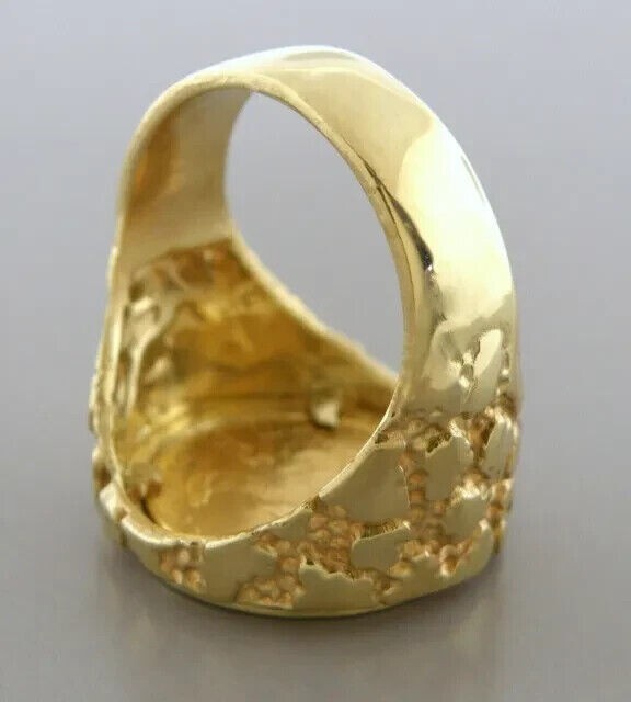 Men's 14k Yellow Gold Open Nugget Band American Eagle Ring - Size 10.5 - View #6