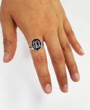  925 Sterling Silver Oval Plain Monogram Ring,Women's Monogram Personalize Ring