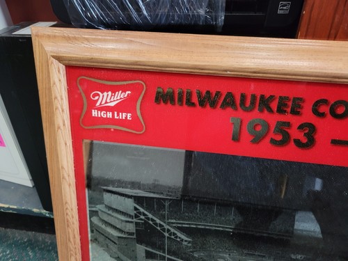 Specchio Milwaukee County Stadium Braves Brewers 1953-2000 birra Miller High Life - Foto 3 di 7