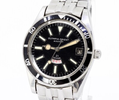 Vintage OLYMPIA ORIENT WEEKLY 0-19639A DIVER 21J MANUAL MENS WATCH