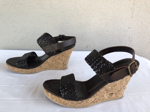 EUC KORS Michael Kors Wedge Heel Cork Platform Size US 9M Brown Straps Sandals A - Picture 8 of 10