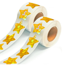 1000 Pcs Large Glitter Gold Star Stickers 2 Rolls, 1" Star Adhesive Label
