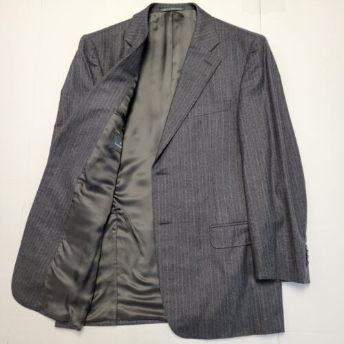 Ermenegildo Zegna GRIS Rayas Traje Chaqueta Pantalones Para Hombre 44 R EU 52 100% Lana - Imagen 2 de 14