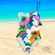 La Blanca colorful tropical floral print one piece swim suit wms sz 12 - NWT