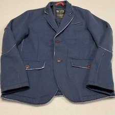Tom Tailor Denim Blue Raw Edge Contrast Stitch Casual Blazer Jacket Mens Medium