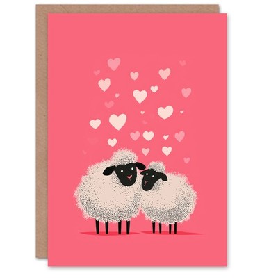 Zwei süße Wollschafe verliebt moderne Illustration Valentinstag Karte