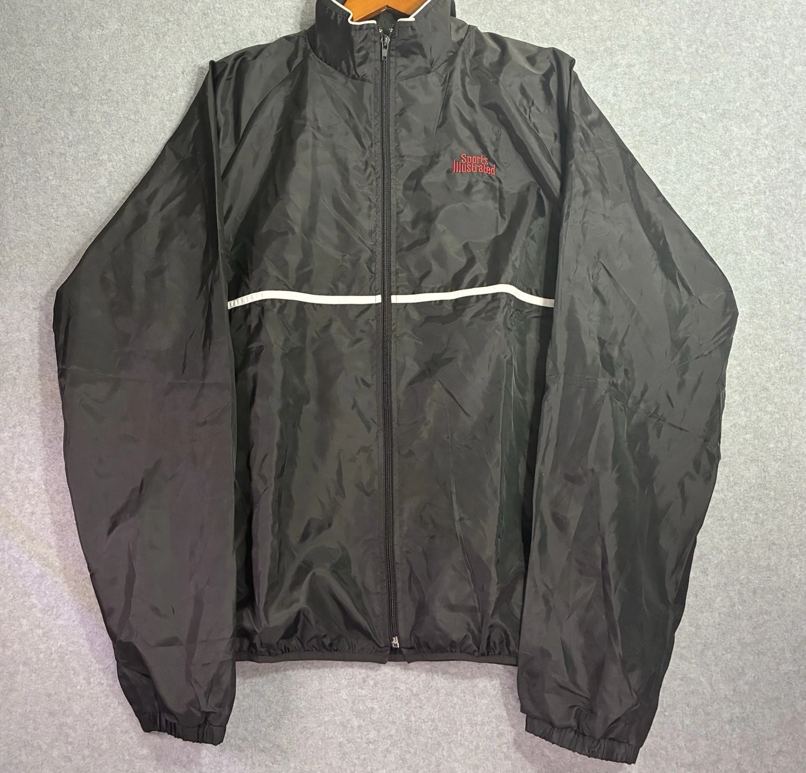 Sports Illustrated Black Windbreaker Jacket Men’s XL Full Zip Lightweight Retro