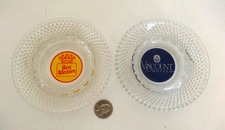 2 Vintage Hobnail clear glass Hotel Ashtrays Best Western Viscount