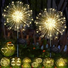 2X Solar Fairy Lights Firework Starburst Outdoor Garden Lawn Pathway Decor DIY