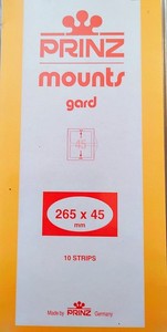PRINZ 265 X 45 MM STAMP MOUNTS BLACK 10 STRIPS NEW IN PACKAGE