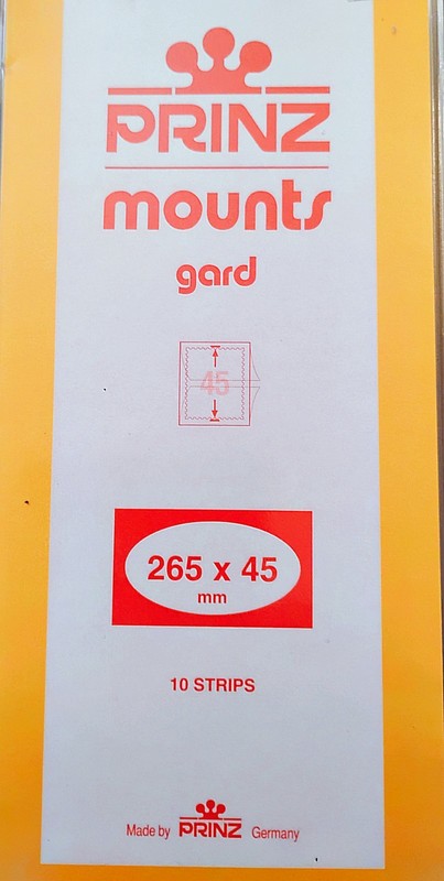 PRINZ 265 X 45 MM STAMP MOUNTS BLACK 10 STRIPS NEW IN PACKAGE