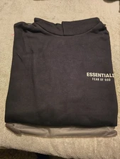 Essential Fear of God Hoodie Mens Oversized Black/White