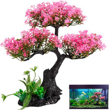 Aquarium Decor Artificial Plants Tree Set: 11.4 Inch Plastic Plants for 10-50 Ga