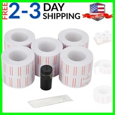 10 Rolls 6000 White Price Gun Labels for Mx-5500 - with Double Red Line Visib...