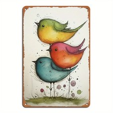 Three Colored Birds Vintage Tin Metal Signs Home Décor Painting Art Signage Wall