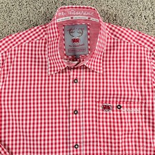 Oktoberfest Mei Wiesnhemd Mens Red Gingham Button Down Shirt Large beer festival