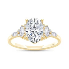 2 Ct Oval Cut IGI Lab Grown Diamond Solitaire Engagement Ring 14k Yellow Gold