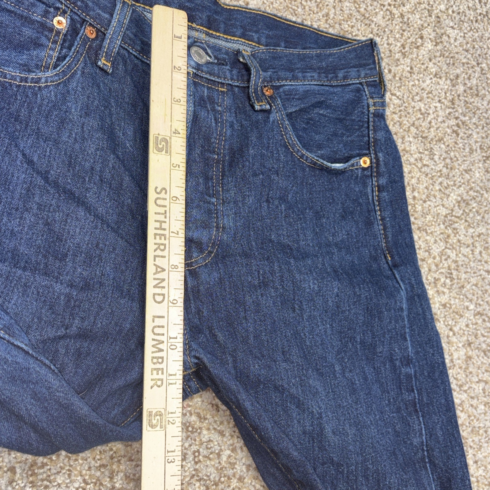 Levis Strauss 501 30x32 Fits 30 X 31 Button Fly Dark Denim Cotton Jeans - View 10