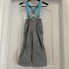 Gerry Kids XS 5-6 Snow Winter Pants Gray/turquoise Suspenders Ski Sled Lined