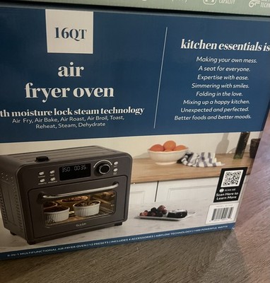 Sur La Table 16 Qt Air Fryer Oven Steam Moisture Lock Gray 1400W 12-Program