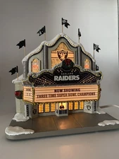 RARE Lighted Oakland Vegas Raiders Hawthorne Village 2003 CHRISTMAS Theater 