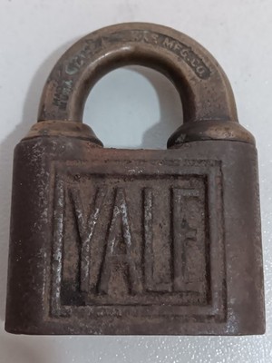 Vintage Yale and Towne Pushkey Cast Iron Padlock Without Key