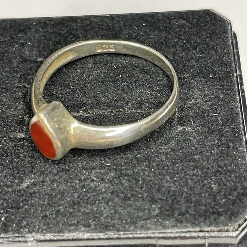 Vintage 925 Sterling Silver Orange Stone Chalcedony? Ring 1.8 Grams Sz 6 - Foto 3 di 3
