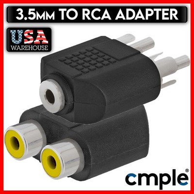 RCA to 3.5mm Adapter Mono/Stereo to 2x RCA Audio Converter Male/Female Splitter