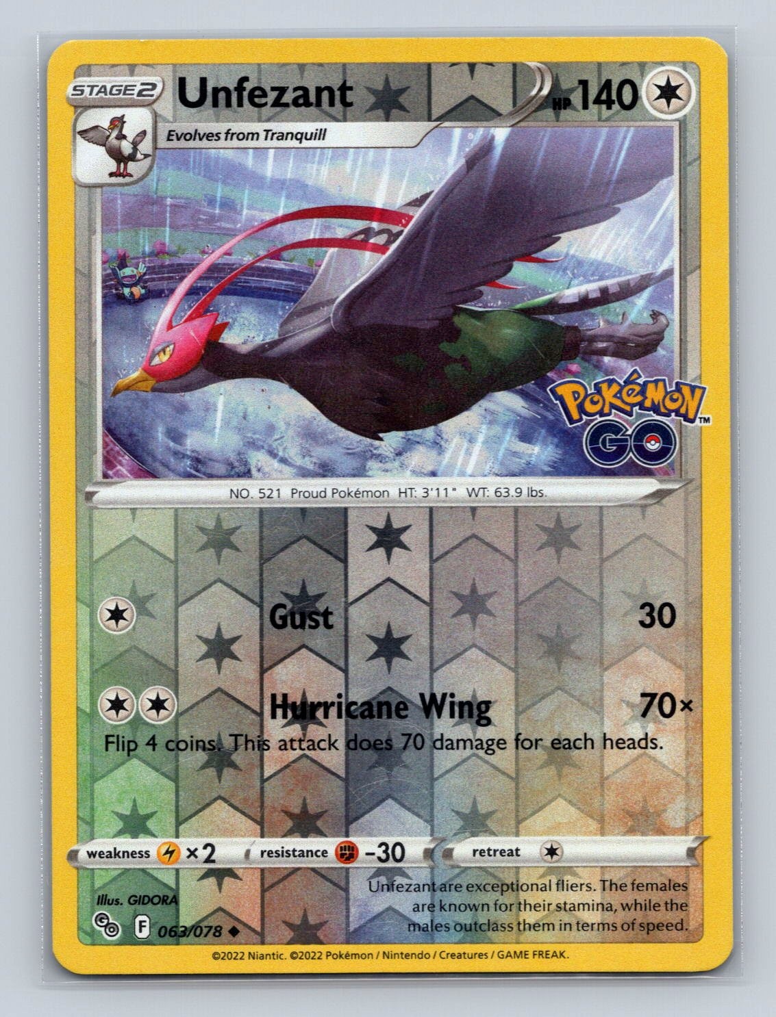 Pokemon GO #063/078 Unfezant Reverse Holo