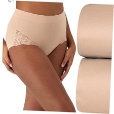 womens Breathe Lace Shaping Brief, Breathable XX-Large Plus Almond/Almond