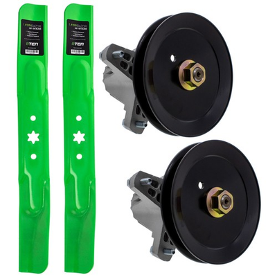 #ad Mower Blades amp; Deck Spindles Kit for Troy Bilt 42 Pony Bronco TB42 42T 7 Speed $61.95