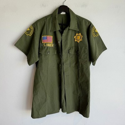 Vintage 1960s Named San Bernardino County Sheriff Fatigue Shirt Patched
