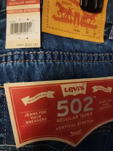 NWT Levis 502 Regular Taper Jeans Boys Size 14 REG 27x27 Medium Wash Blue Denim - Picture 4 of 5